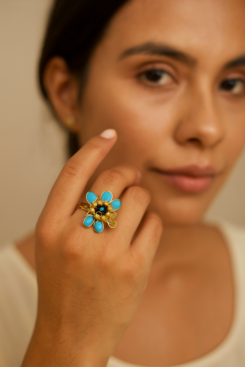 Anillo Flor Turquesa